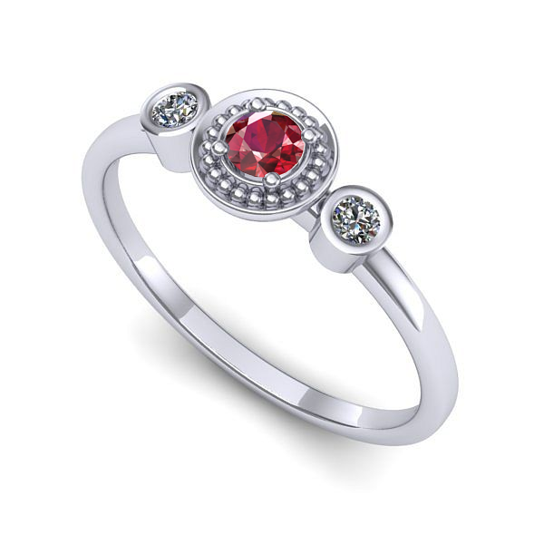 Inel logodna din aur alb cu rubin