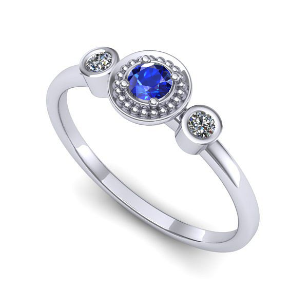 Inel de logodna din aur alb cu safir