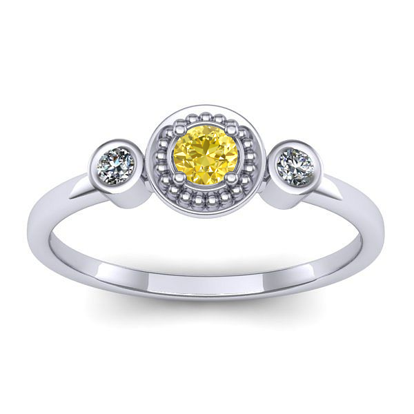 Inel logodna cu safir galben rotund