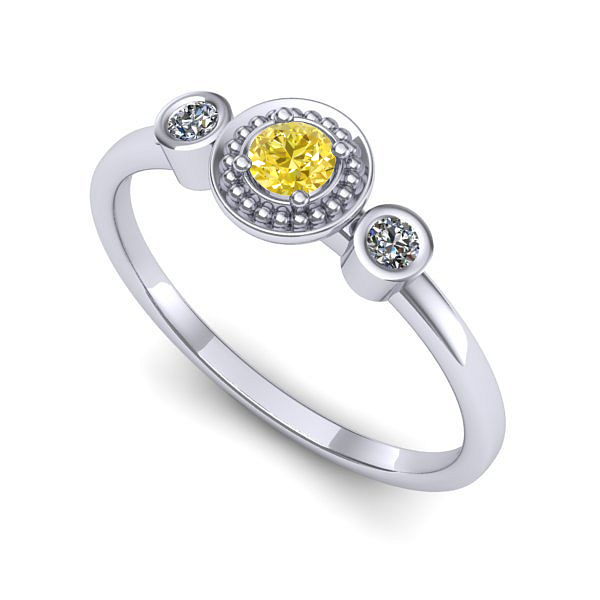 Inel de logodna din aur alb cu safir galben