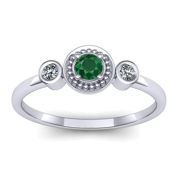 Inel logodna cu smarald rotund