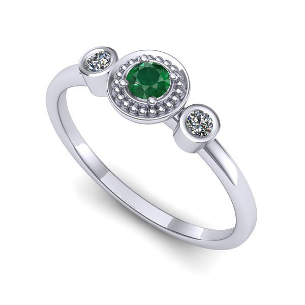 Inel din aur alb cu smarald