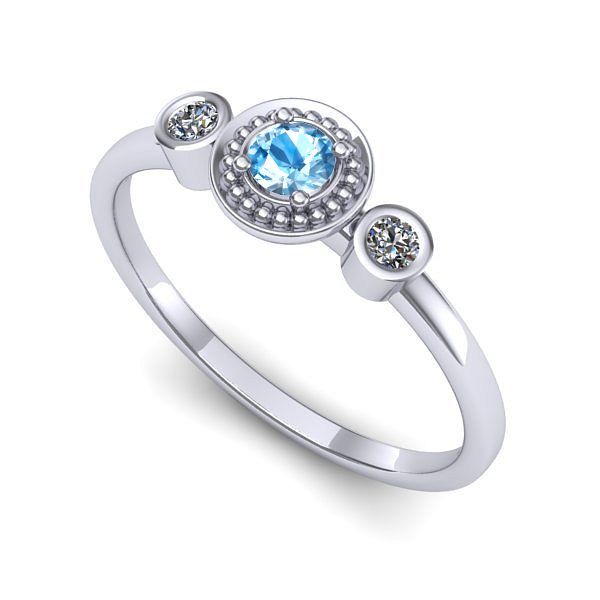 Inel de logodna din aur alb cu topaz blue