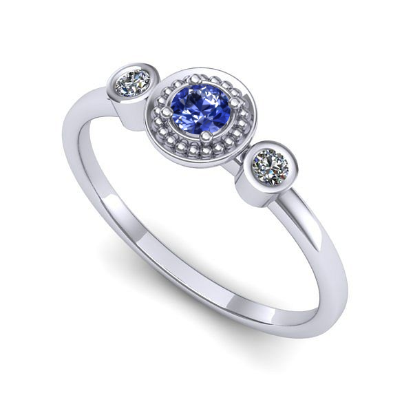 Inel logodna din aur alb cu tanzanit