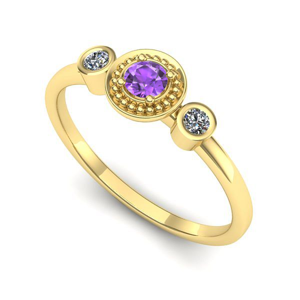 Inel de logodna din aur galben cu ametist