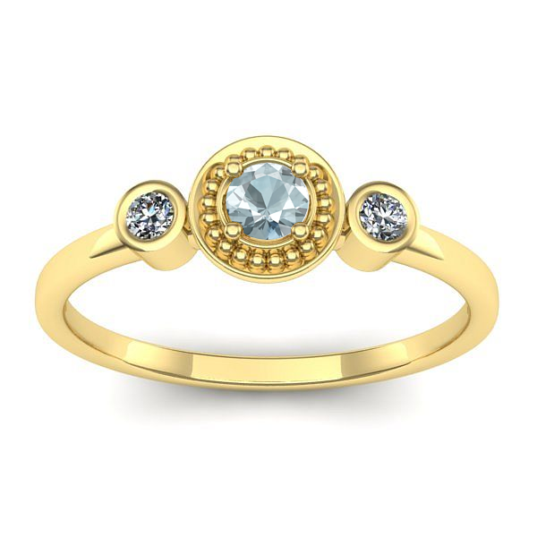 Inel de logodna cu aquamarin rotund