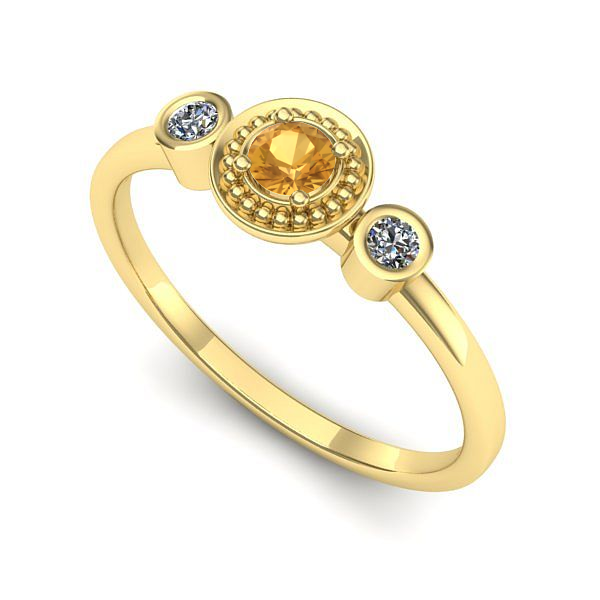Inel de logodna din aur galben cu citrin