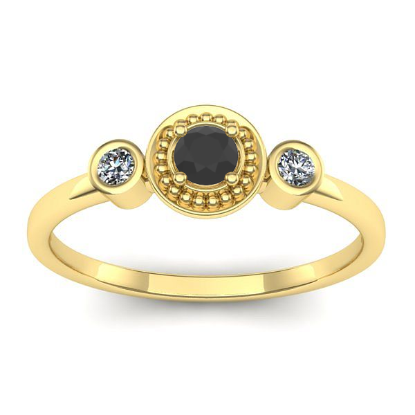 Inel logodna cu diamant negru rotund