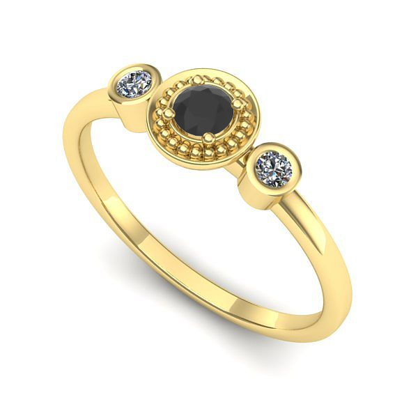 Inel logodna din aur galben cu diamant negru