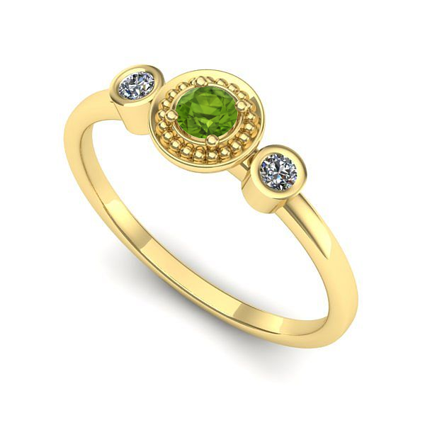 Inel logodna din aur galben cu peridot