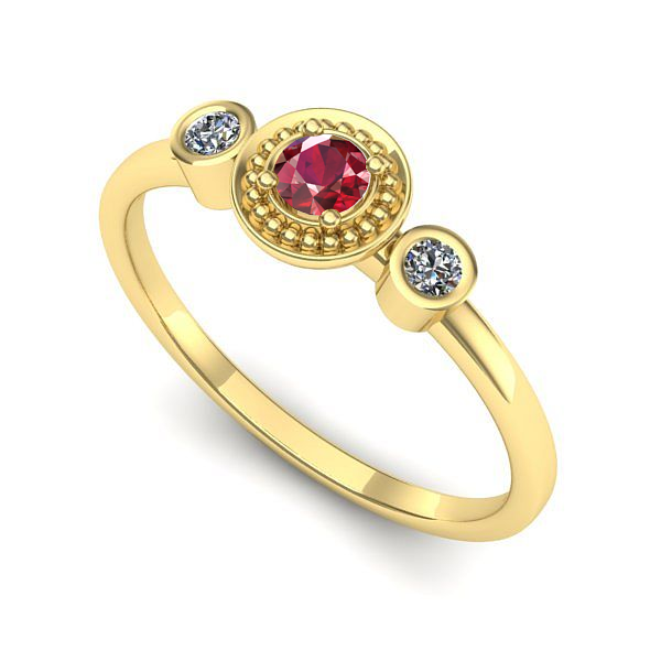 Inel de logodna din aur galben cu rubin