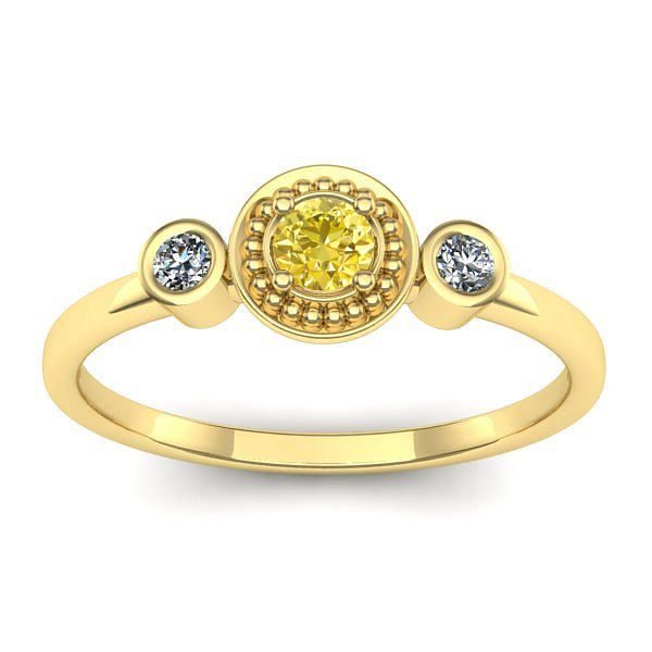 Inel logodna cu safir galben rotund