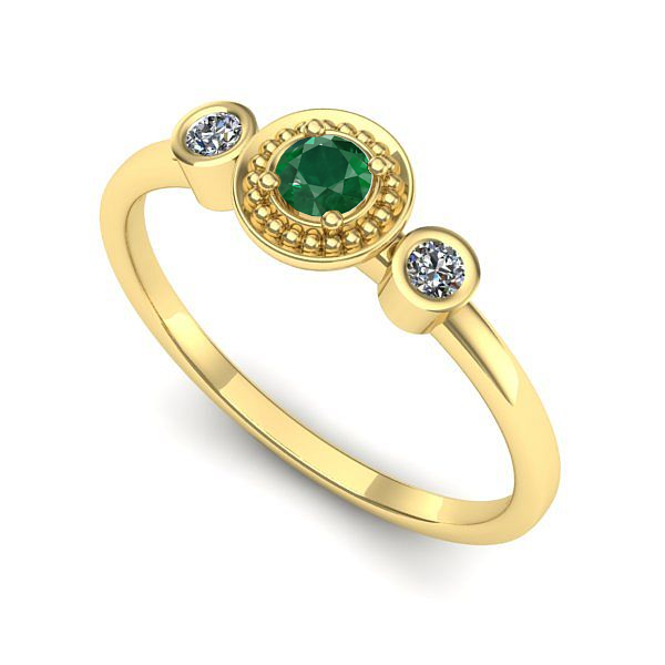 Inel logodna din aur galben cu smarald