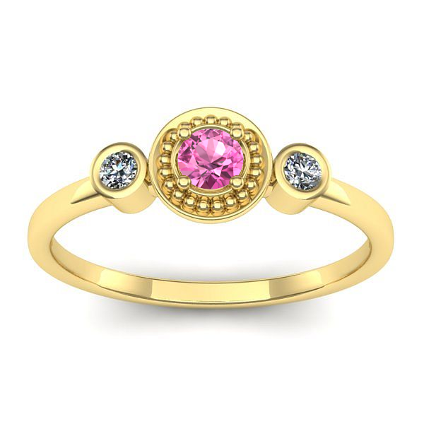 Inel cu safir roz rotund