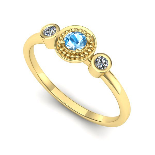 Inel din aur galben cu topaz blue