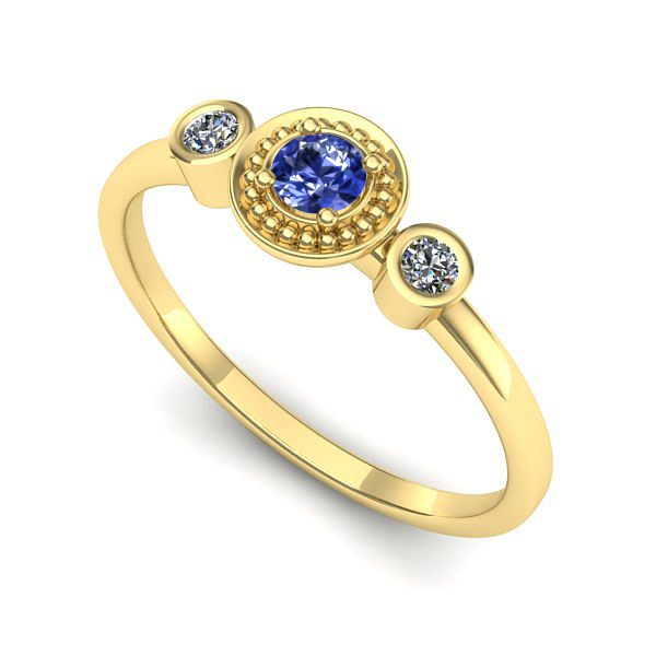 Inel din aur galben cu tanzanit