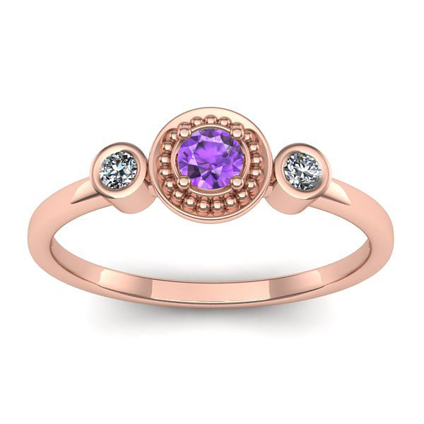 Inel de logodna cu ametist rotund