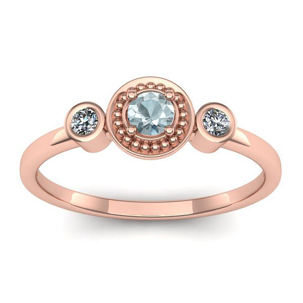 Inel logodna cu aquamarin rotund