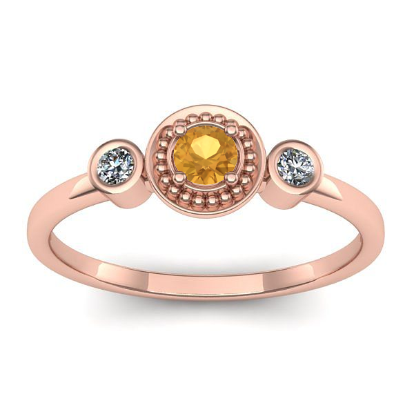 Inel logodna cu citrin rotund