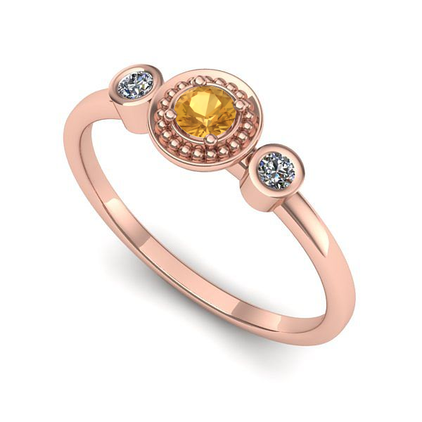 Inel din aur roz cu citrin