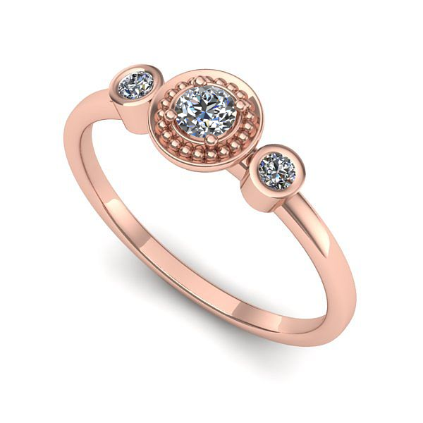 Inel din aur roz cu diamant