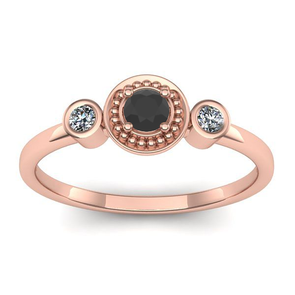 Inel de logodna cu diamant negru rotund