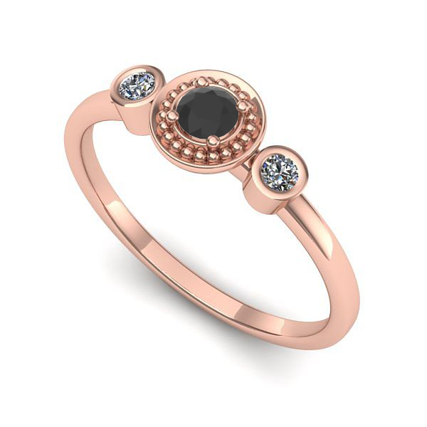 Inel de logodna din aur roz cu diamant negru