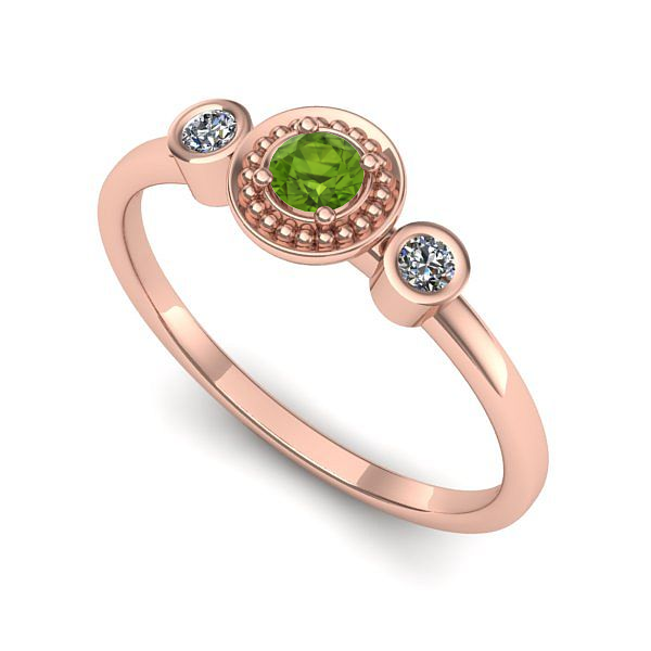 Inel logodna din aur roz cu peridot