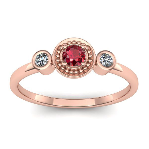 Inel cu rubin rotund