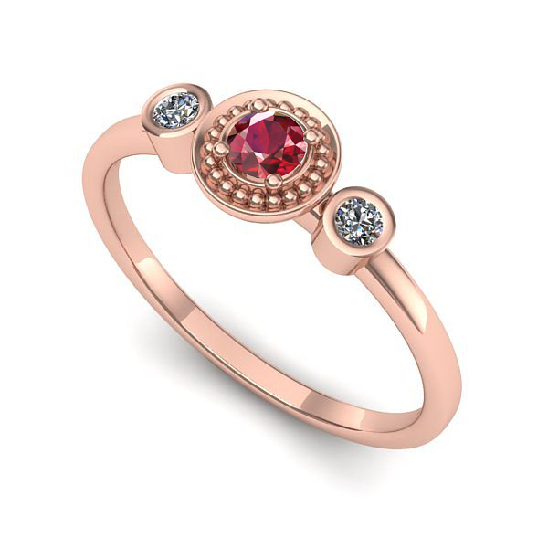 Inel din aur roz cu rubin