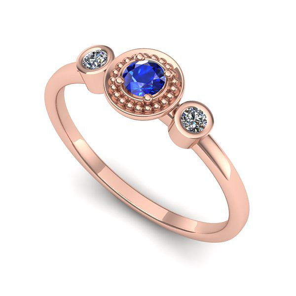 Inel din aur roz cu safir