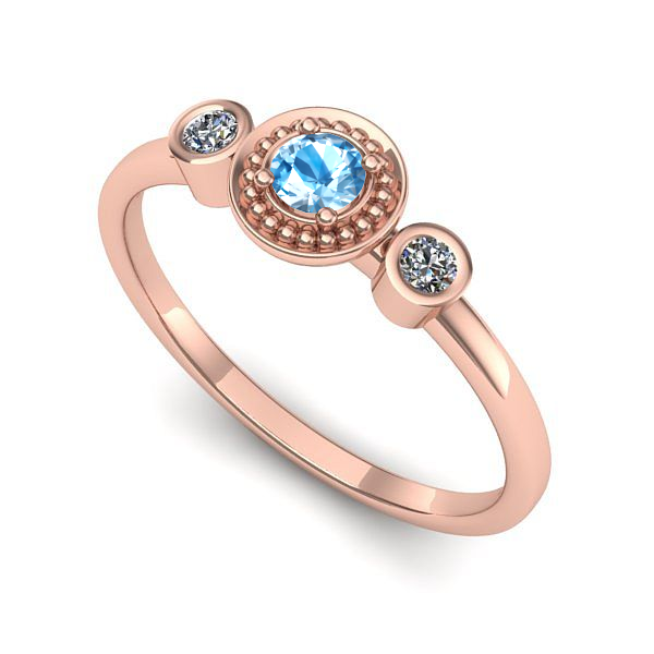 Inel de logodna din aur roz cu topaz blue