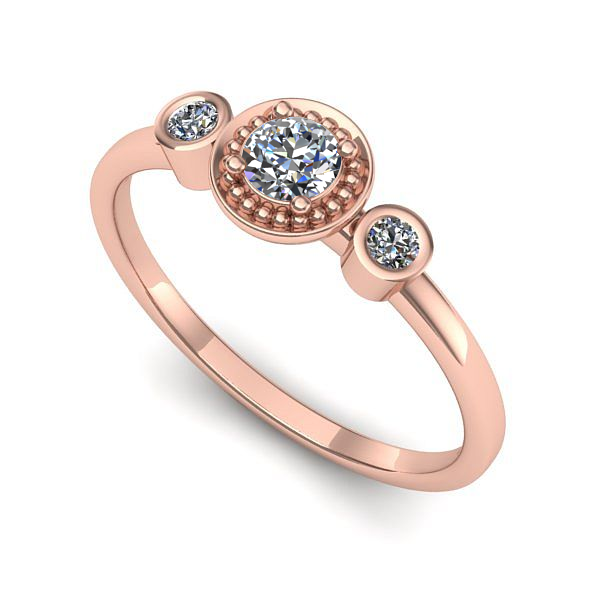 Inel de logodna din aur roz cu diamant