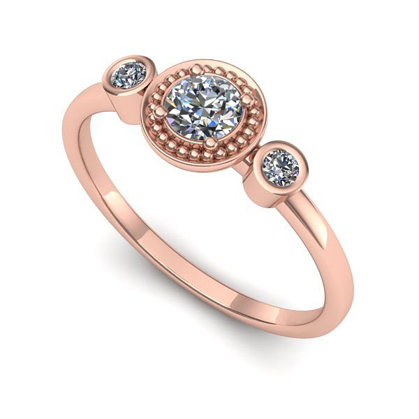 Inel logodna din aur roz cu diamant