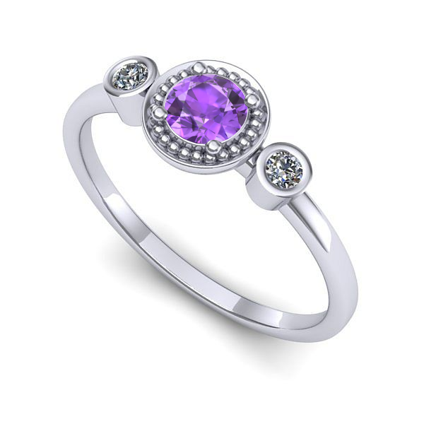 Inel din aur alb cu ametist