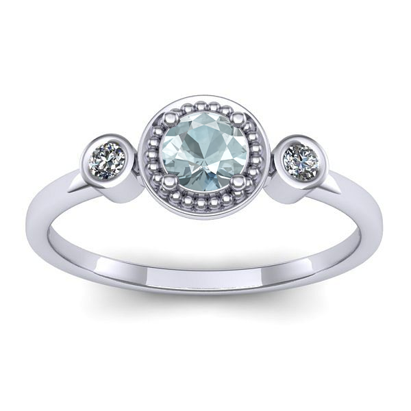 Inel logodna cu aquamarin rotund