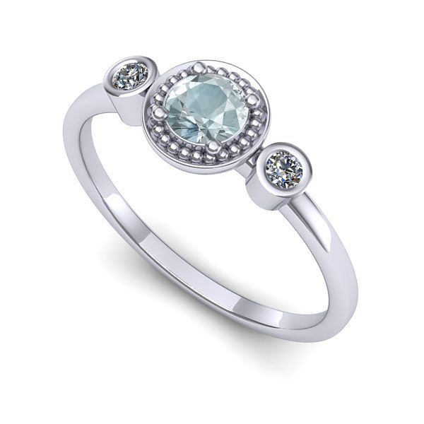Inel logodna din aur alb cu aquamarin