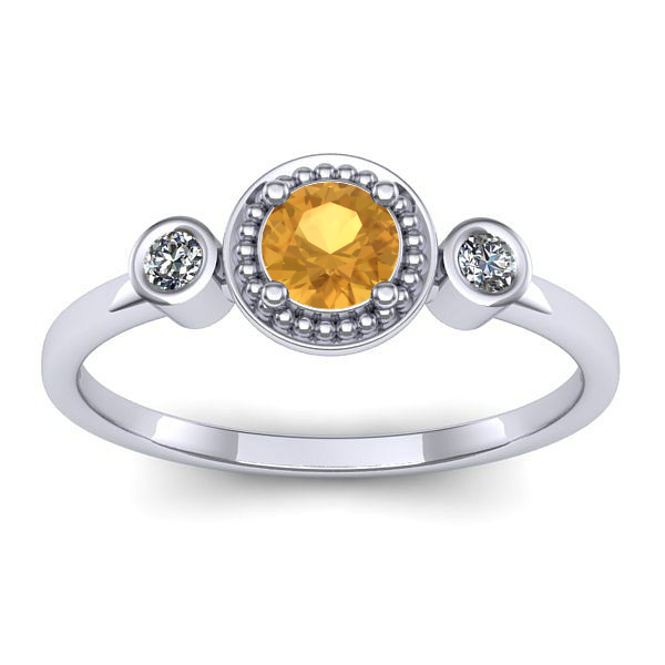 Inel cu citrin rotund