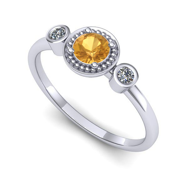 Inel de logodna din aur alb cu citrin