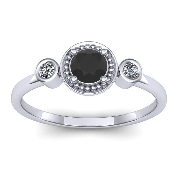 Inel logodna cu diamant negru rotund