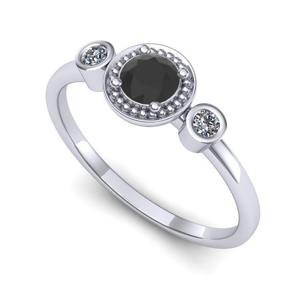 Inel din aur alb cu diamant negru