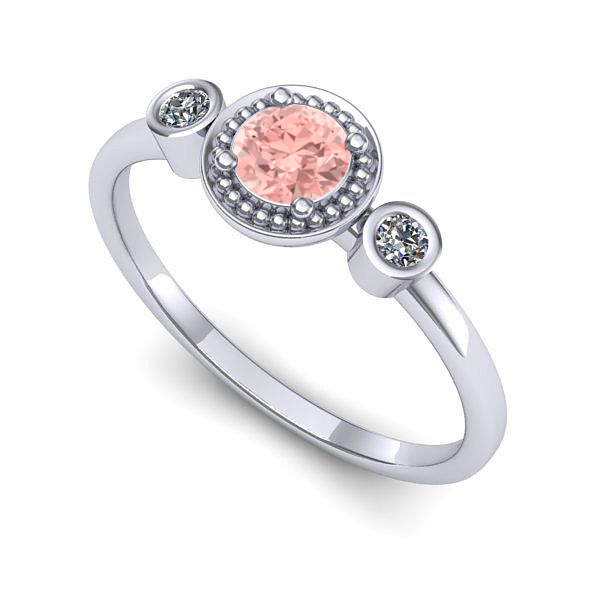 Inel de logodna din aur alb cu diamant de laborator roz