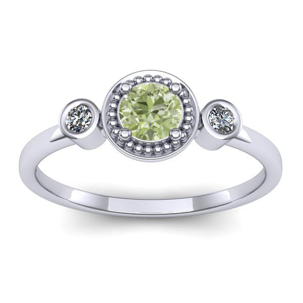 Inel de logodna cu diamant de laborator verde rotund
