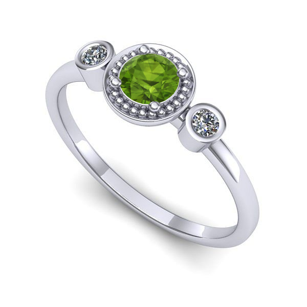 Inel din aur alb cu peridot