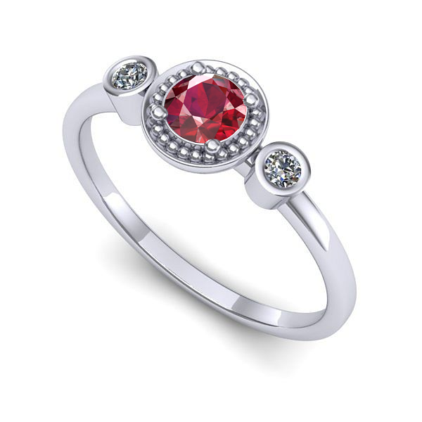Inel de logodna din aur alb cu rubin