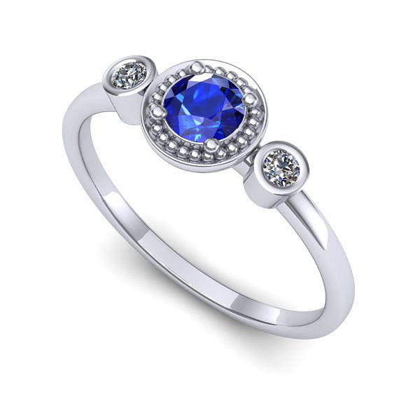 Inel din aur alb cu safir