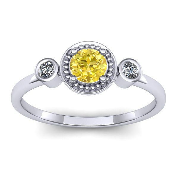 Inel logodna cu safir galben rotund