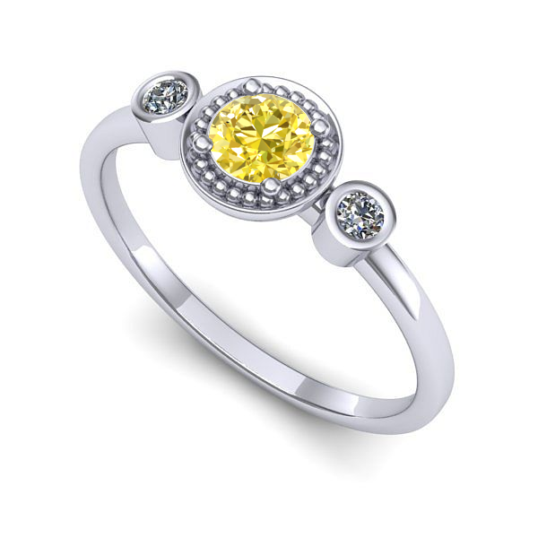 Inel logodna din aur alb cu safir galben