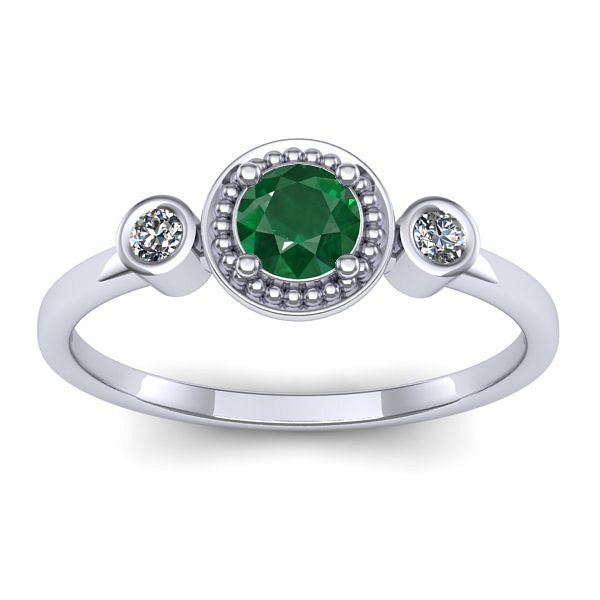 Inel de logodna cu smarald rotund