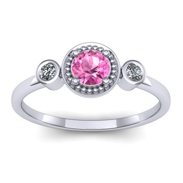Inel de logodna cu safir roz rotund